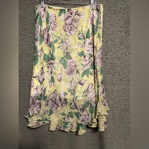 Floral A-Line Skirt in Yellow and Purple